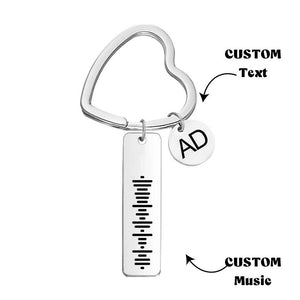 Custom Scannable Code Music Song Keychain with Heart Keyring