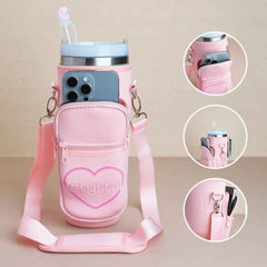 Personalized Water Bottle Carrier Bag for 40oz Stanley Tumbler with Straw Topper Pouch Gift for Her