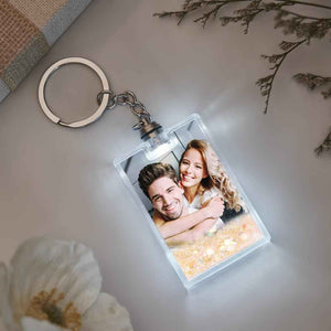 Custom Photo Illuminated Quicksand Keychain Personalized Flowing Sand Gift for Birthday Anniversary