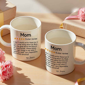 Personalized Five-Star Review Mug with Name Ceramic Coffee Mug Mother's Day Birthday Gift for Mom