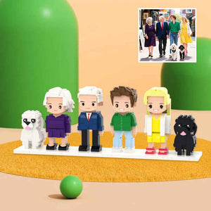 Custom Full-Body Cute Brick Figures of 4 People and 2 Dogs Personalized Anniversary Gift Birthday Gift