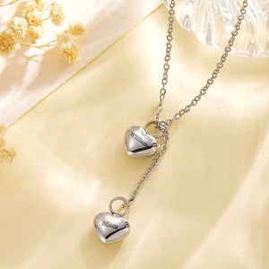 Personalized Double Heart Ashes Urn Pendant Necklace with Name Jewelry Keepsake Memorial Gift for Her