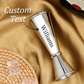 Personalized Engraved Text Stainless Steel Cocktail Jigger Measurements Gift for Bartender