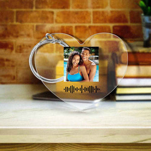 Custom Printed Photo Scannable Code Clear Acrylic Music Keychain