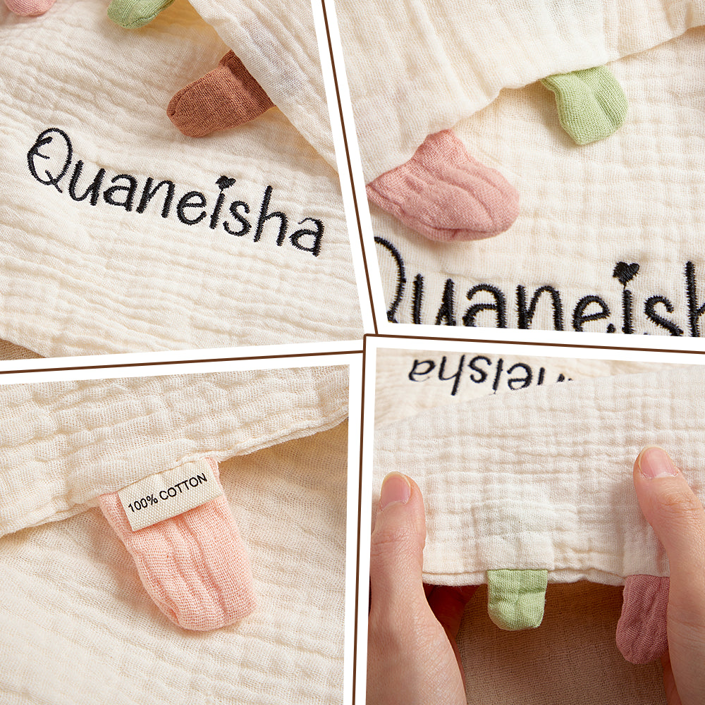 Soft breathable cotton texture of personalised baby comfort towel – cosy, durable fabric for delicate skin