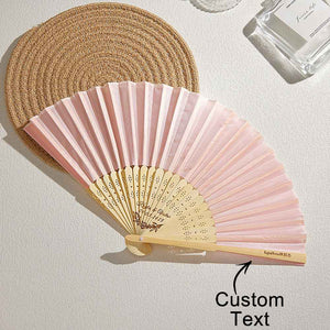 Custom Engraved Bamboo Folding Fan – Add Your Text for Events or Weddings