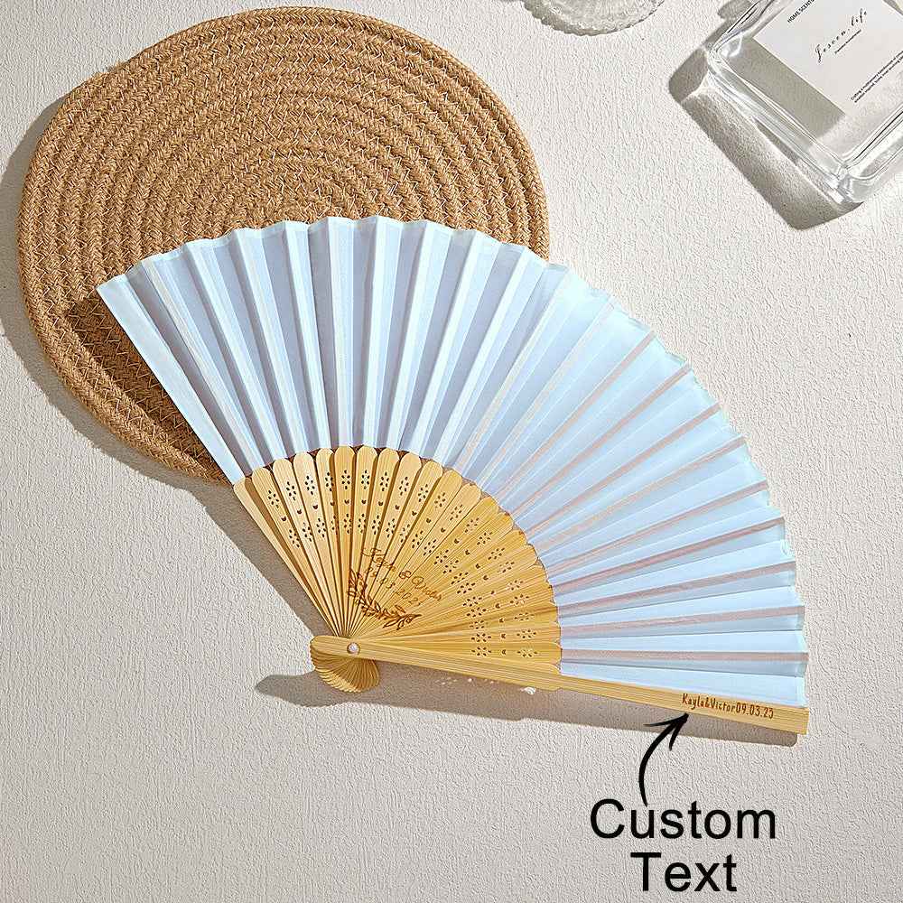 Custom Engraved Bamboo Folding Fan – Add Your Text for Events or Weddings