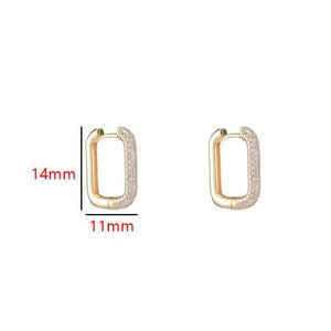 Geometric Rectangle Earrings Zircon Ear Buckle