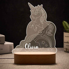 Personalized Name Unicorn Acrylic Night Light Kids Bedroom Decor