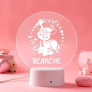 Custom Name Deer Acrylic Night Light Kids Cute Night Lamp