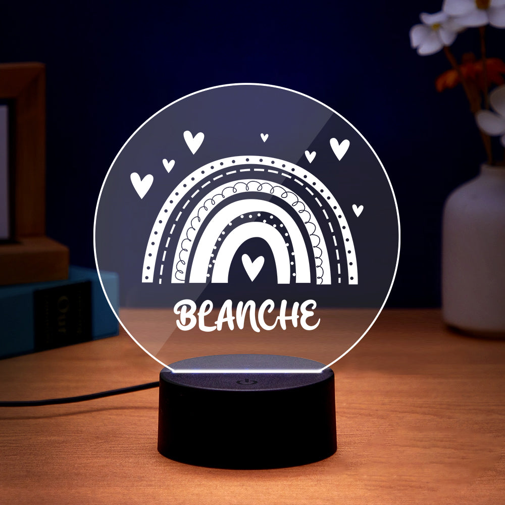 Personalised Rainbow Baby Name Night Light - Custom Nursery Room Lamp