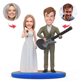 Guitar Wedding Custom Bobblehead With Engraved Text
