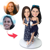 Same-sex Lady Couple Custom Bobblehead | Personalised Engraved Gift UK
