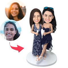 Same-sex Lady Couple Custom Bobblehead | Personalised Engraved Gift UK