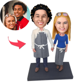 Personalised Kitchen Couple Custom Bobblehead with Engraved Text | Unique Gift