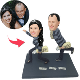 Funny Robbers Couple Custom Bobblehead With Engraved Text - Personalised Gift
