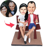 Custom Couple Bobblehead with Engraved Text - Personalised Gift
