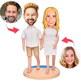 Couple Walking On The Beach Custom Bobbleheads With Engraved Text