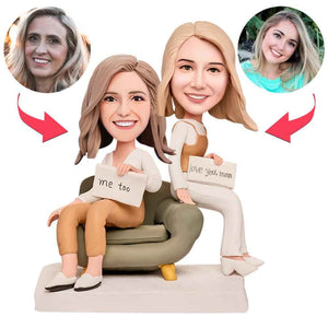 Mother and Daughter Custom Bobblehead with Engraved Text