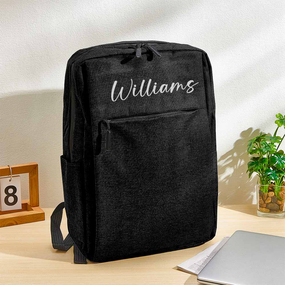 Interior view with padded 15.6-inch laptop sleeve and roomy main compartment — personalised name backpack designed as a custom laptop backpack for students