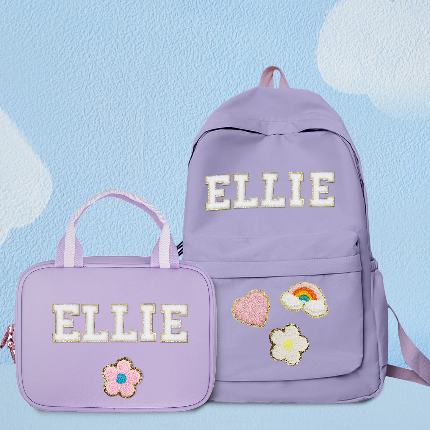 Open backpack interior showing roomy main compartment and organiser pocket – practical personalised school bag for books and stationery