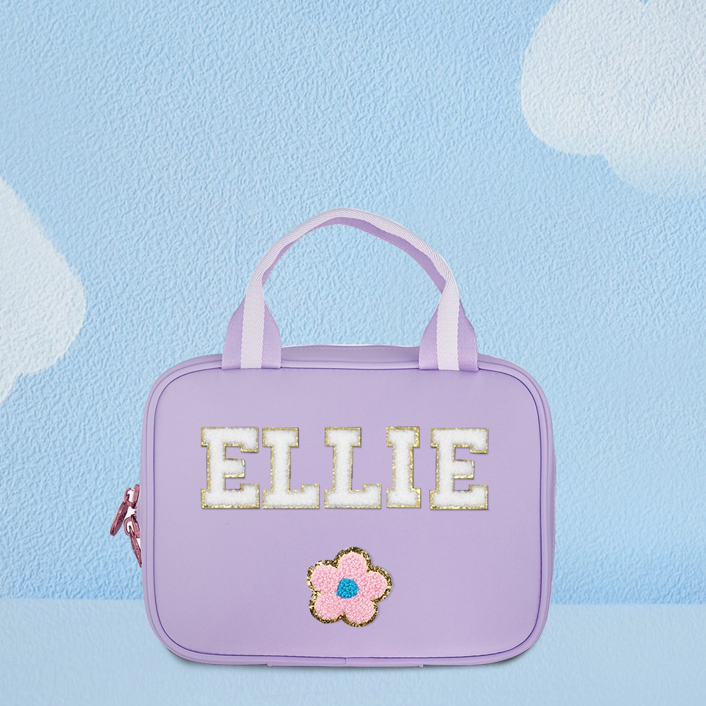 Close-up of custom name printing on personalised backpack – clear high-quality personalised text to prevent mix-ups