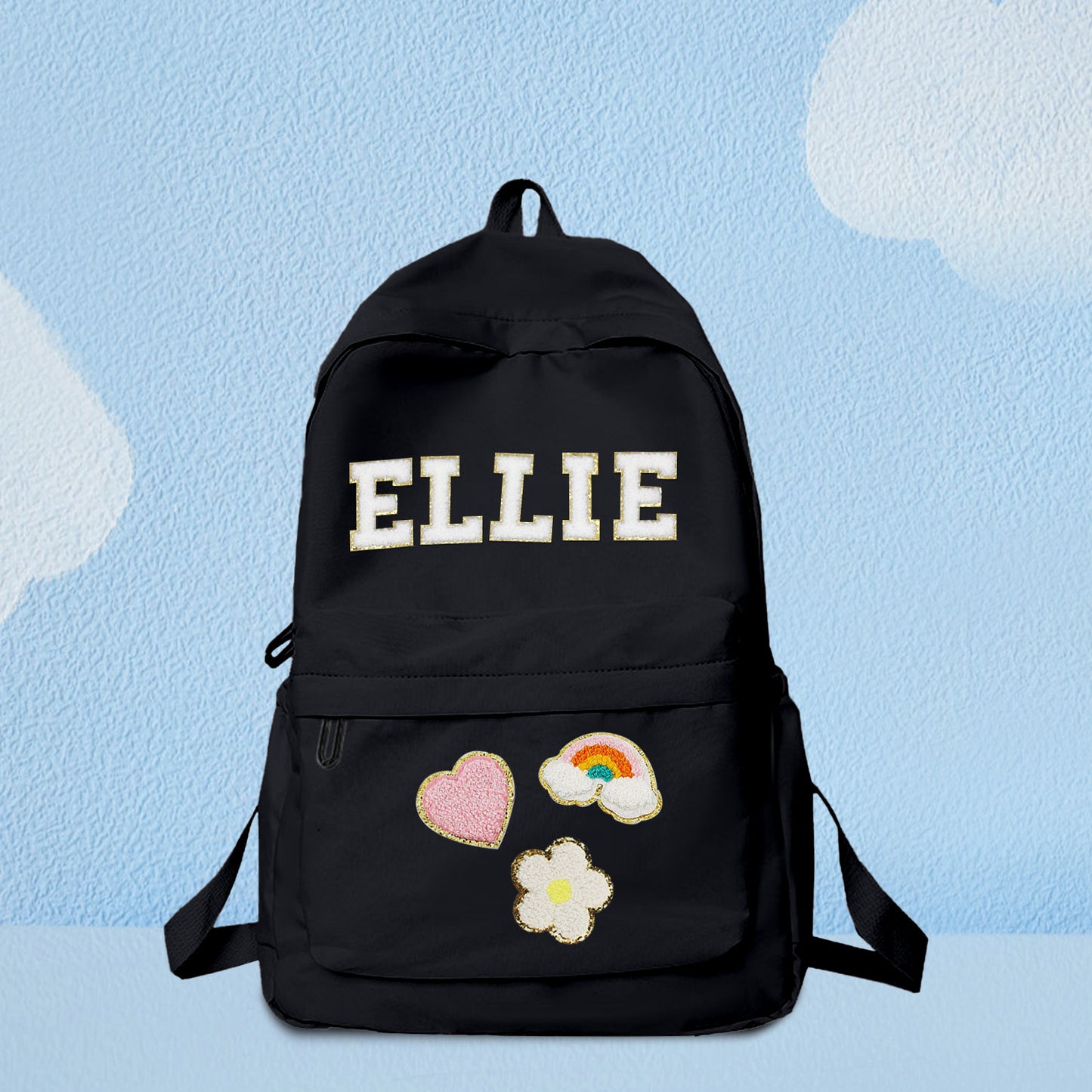 Colour and pattern options for the personalised name backpack and lunch bag set – choose a unique custom school bag design
