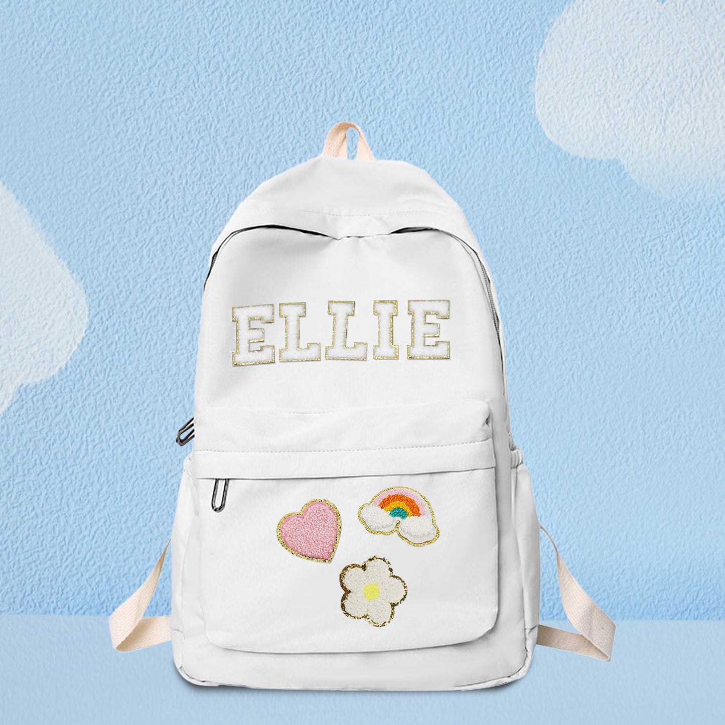 Size reference of personalised name backpack with measurements 25×39×12 cm – compact custom school bag for everyday use
