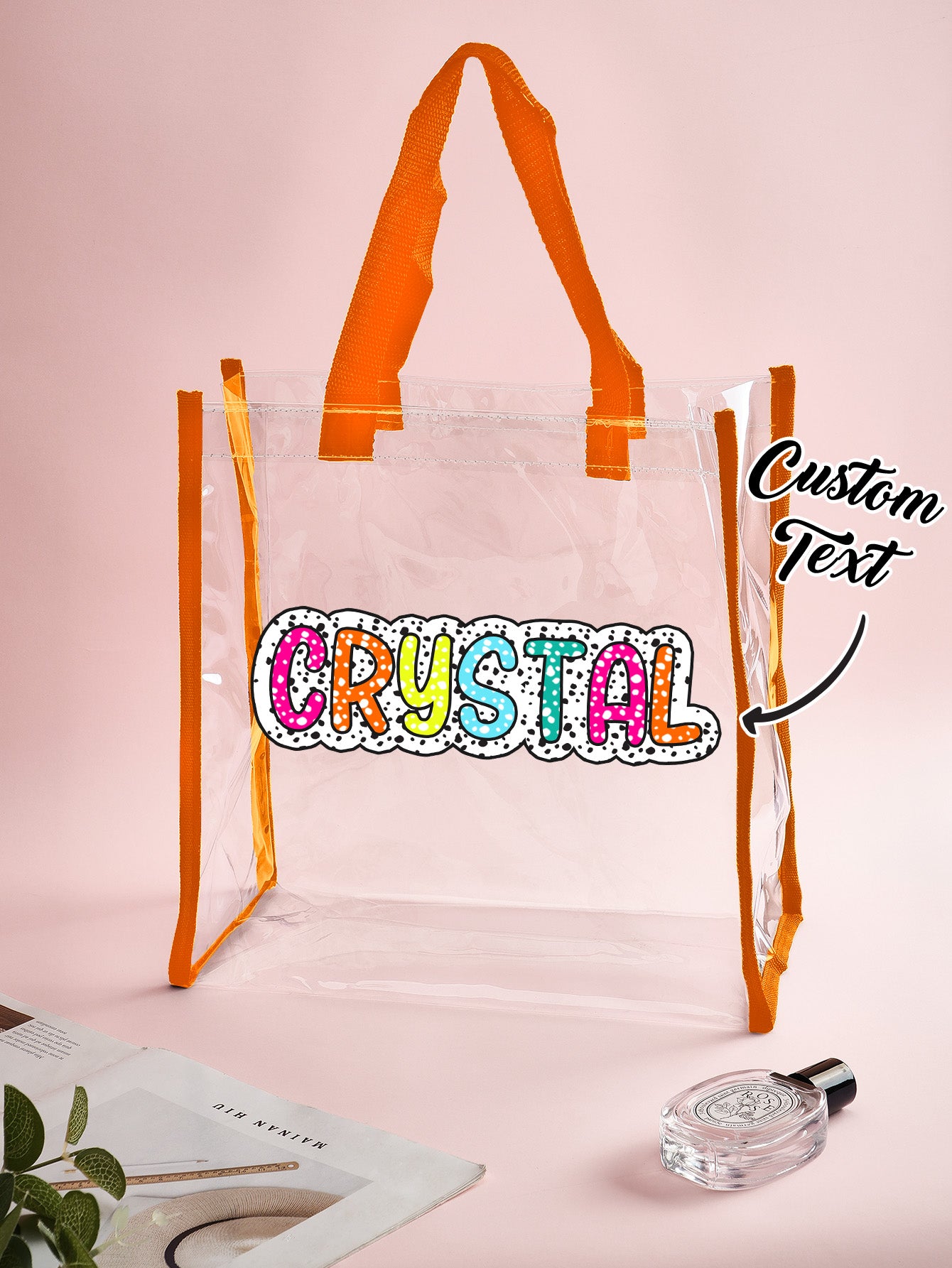 Personalised clear tote presented as a thank you or wedding favour, packaged idea for bridesmaid and graduation gifts