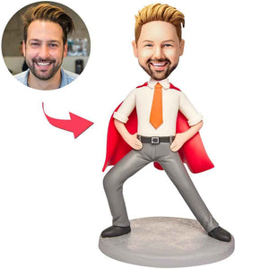Red Cape Suit Business Men Custom Bobblehead Engraved with Text