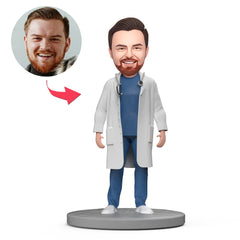 Custom Surgeon White Coat Bobblehead with Engraved Text Personalised Gift