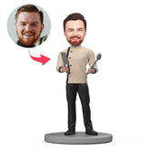 Five Star Chef and Tools Custom Bobblehead With Engraved Text