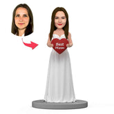 Mother's Day Gift White Long Dress Best Mom Custom Bobblehead With Engraved Text