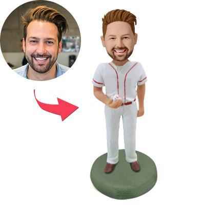 Baseball Catcher In the Ballpark Custom Bobblehead With Engraved Text