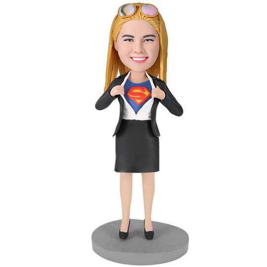 Office Superwoman Custom Bobblehead With Engraved Text
