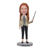 Custom Female Teacher Bobbleheads With Engraved Text
