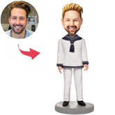Custom Sea-Striped Shirt Bobblehead with Engraved Text - Personalised Gift