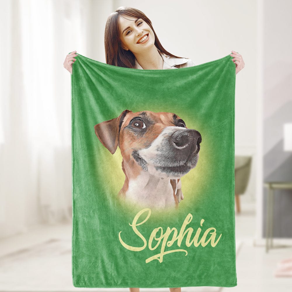 Personalised Pet Portrait Blanket - Custom Name & Photo Blanket UK
