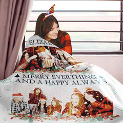Personalized Name Throw Blanket Custom Photo Christmas Blanket