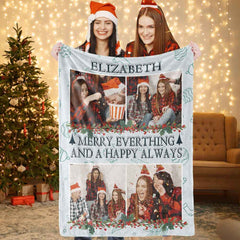 Personalized Name Throw Blanket Custom Photo Christmas Blanket