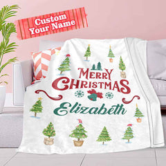 Christmas Blanket Personalized Name Blanket for Her Merry Christmas Gift