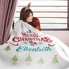 Christmas Blanket Personalized Name Blanket for Her Merry Christmas Gift