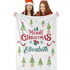 Christmas Blanket Personalized Name Blanket for Her Merry Christmas Gift