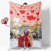 Personalised Couple Love Blanket | Custom Valentine's Photo & Name Throw
