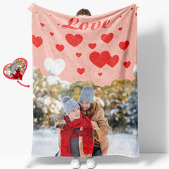 Personalised Couple Love Blanket | Custom Valentine's Photo & Name Throw