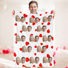 Valentine's Day Gifts Custom Photo Heart Blanket Personalized Face Blankets For Her