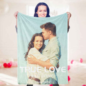 Valentine's Day Gifts Custom Photo Painted Art Portrait Blanket Personalized Photo and Text Blankets For Her