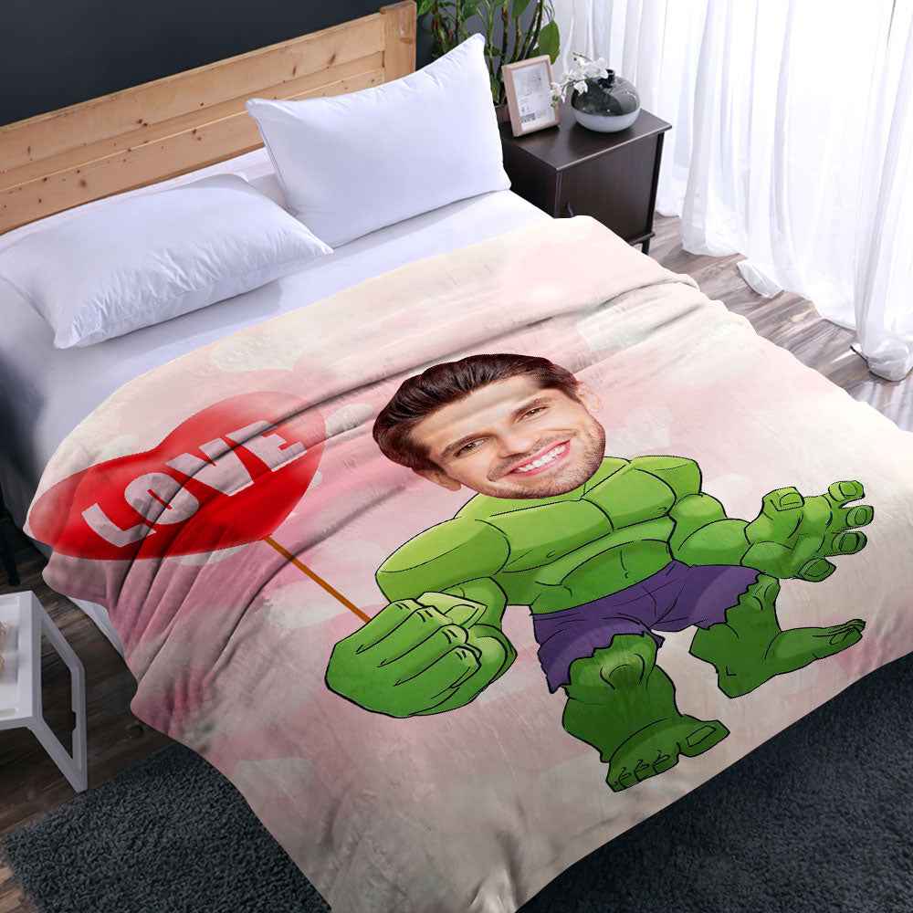 Love Balloon Custom Face Blanket Personalized Photo and Text Blanket Best Valentine's Day Gifts