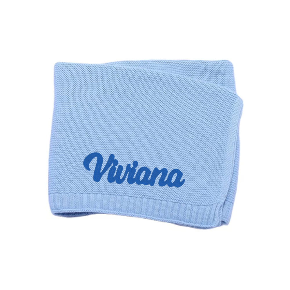 Another angled shot of the personalised baby blanket.