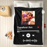 Personalised Scannable Music Code Fleece Blanket - Custom Photo & Text